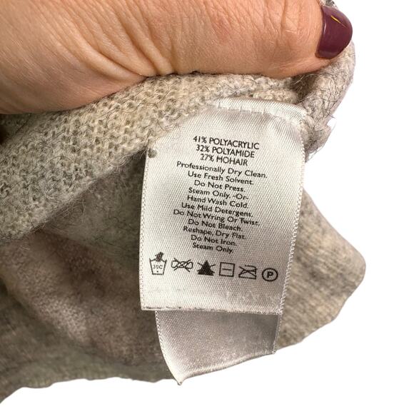 Eddie Bauer Womens medium Gray Long Sleeve Cowl Neck Mohair Blend Sweater - Picture 6 of 7